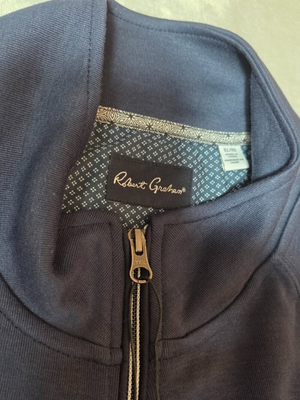 Robert Graham Full Zip Track Jacket Navy Blue Top Athletic Casual Mens XL - Picture 6 of 7